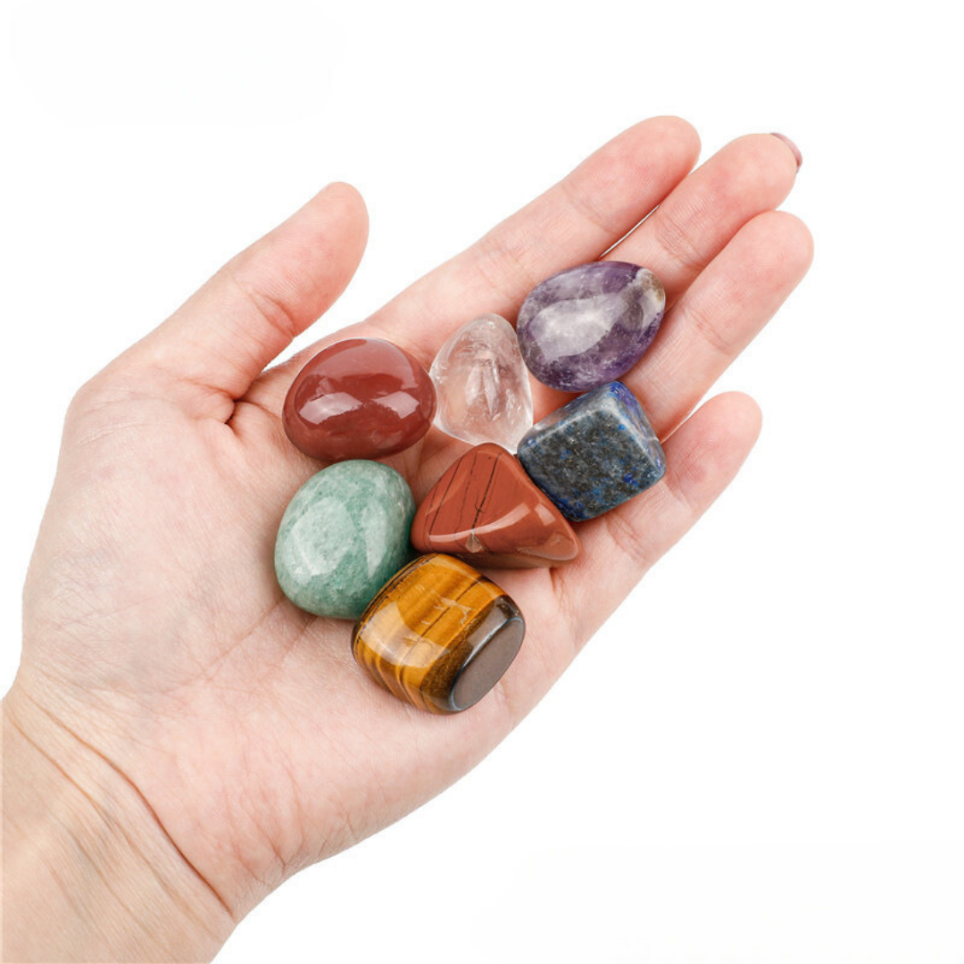 Conjunto 7 Piedras de los 7 Chakras: Pulsera más Colgante de meditación