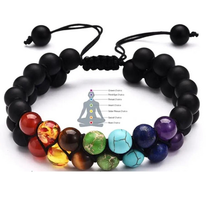 Pulsera  7 Chakras Tejido Doble